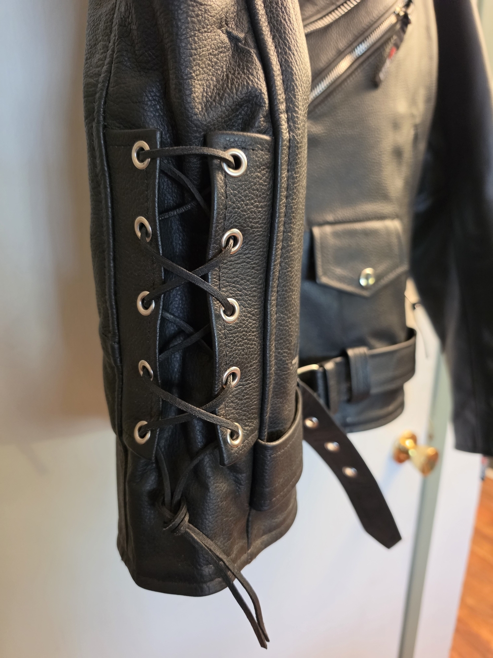 Jackets 4 BIKES Black Leather Biker Jacket - Men's - Picture 9 of 10